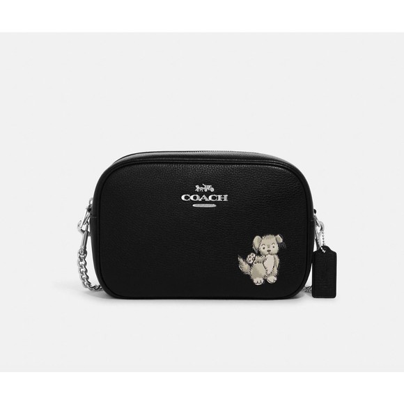 COACH JAMIE Camera Bag w Happy Dog Black Pebbled Leather CC791 NWT $398 - Picture 9 of 12